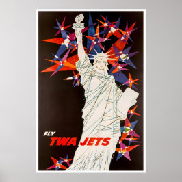 Póster New York Art Statue Of Liberty Print TWA Travel