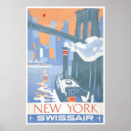 Póster New York Art Swiss Air Travel Poster Harbor Print