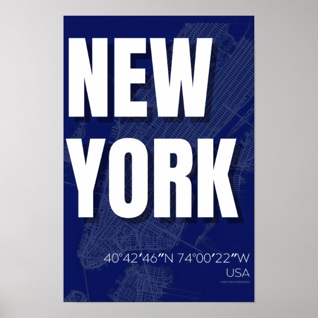 Póster New York Blueprint City Map Poster Minimal (Frente)