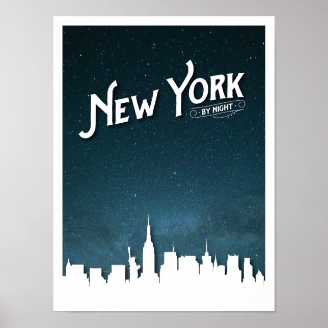 Póster New York by night skyline - Poster (Frente)