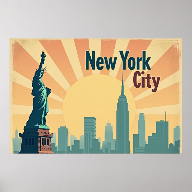 Póster New York City –  24"x16" Art Deco Skyline Poster (Frente)