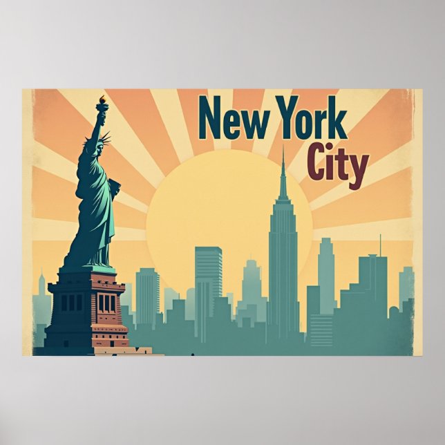Póster New York City –  30"x20" Art Deco Skyline Poster (Frente)