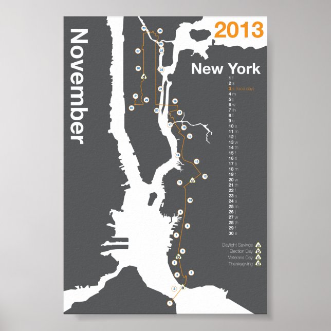 Póster New York City Marathon Map (Frente)