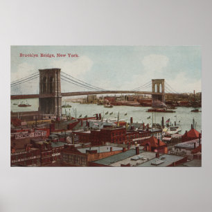 Póster New York City, NYView del puente de Brooklyn