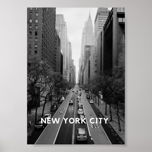 Póster New York City Poster als Wanddeko in schwarz-weiß (Frente)