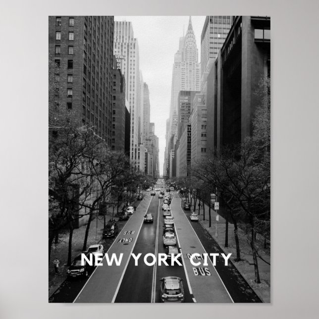 Póster New York City Poster Wallart black-white Streetart (Frente)