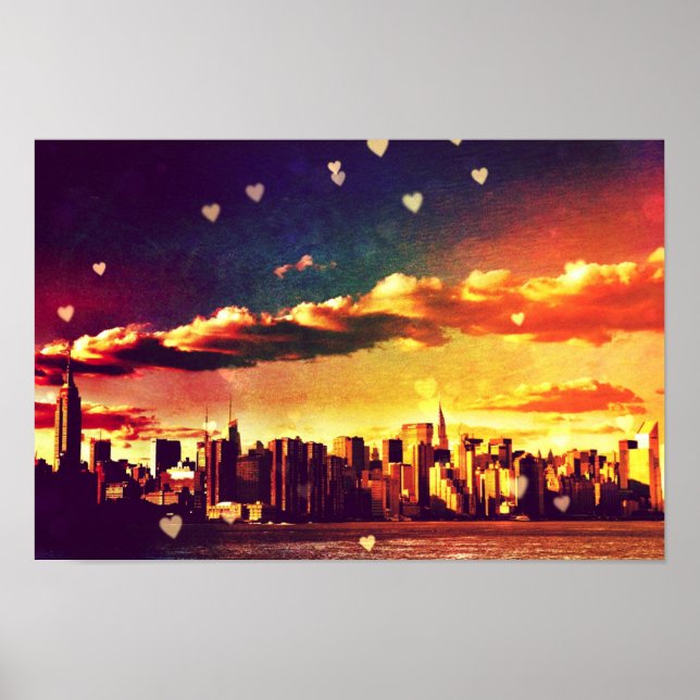 Póster New York Fairy Tale - Skyline Hearts (Frente)