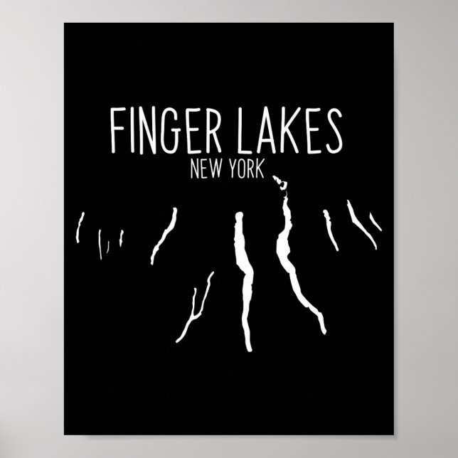Póster New York Finger Lakes Map Design _1  (Frente)