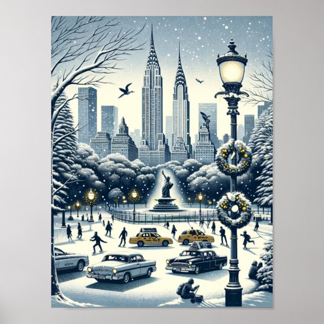 Póster New York Holiday Elegance - Navidades Personalizab (Frente)
