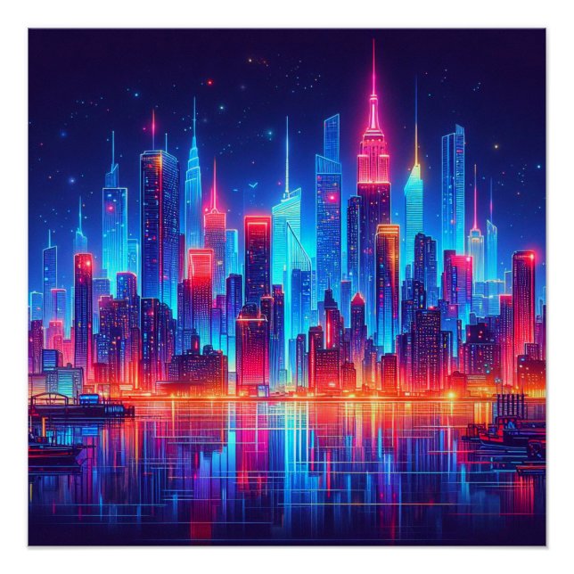 Póster New York Neon Lights (Anverso)