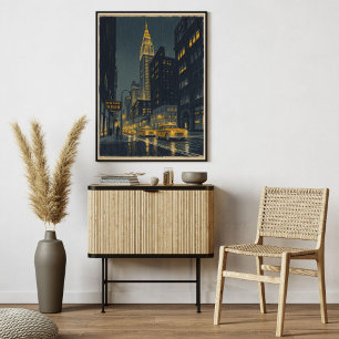 Póster New York Noir - Paisaje Urbano Retro Vintage de Ci