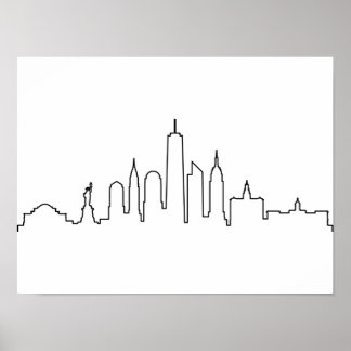 Póster NEW YORK NYC Manhatten USA City Skyline Silhouette