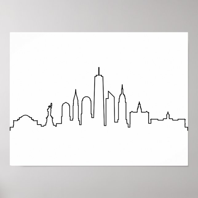 Póster NEW YORK NYC Manhatten USA City Skyline Silhouette (Frente)