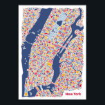 Póster New York Poster<br><div class="desc">The illustrated city map poster of New York contains among Manhattan other famous New York attractions like the Statue of Liberty,  Brooklyn Bridge,  Central Park,  the Guggenheim and the Empire State Building.  The print is part of the award winning city map series by Vianina.</div>