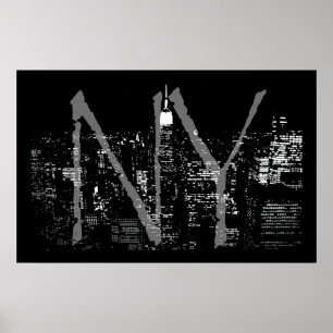 Póster New York Poster Cityscape New York Night Print