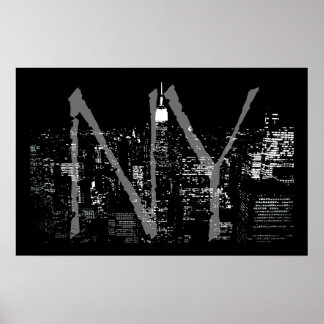Póster New York Poster Cityscape New York Night Print