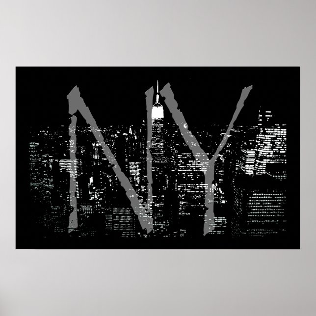 Póster New York Poster Cityscape New York Night Print (Frente)