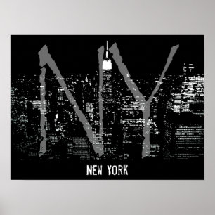 Póster New York Poster Cityscape New York Night Print