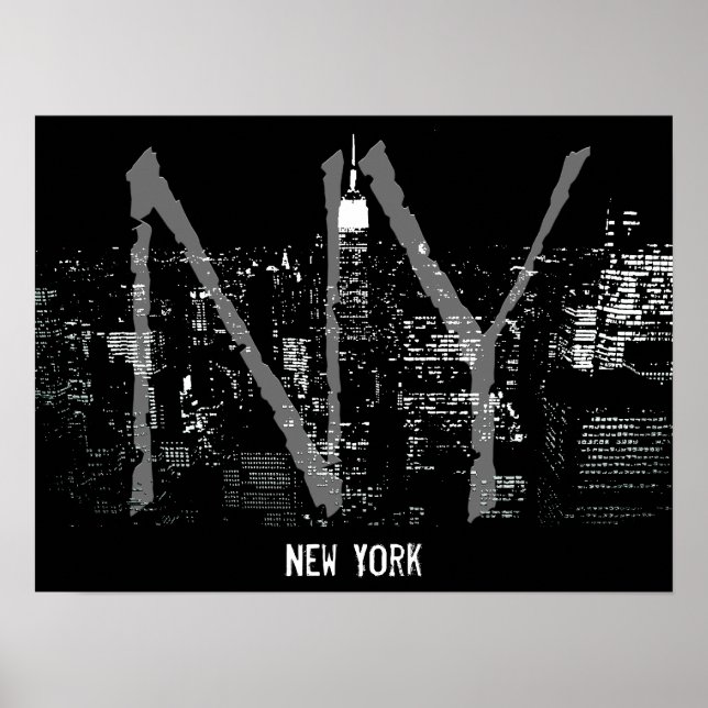 Póster New York Poster Cityscape New York Night Print (Frente)