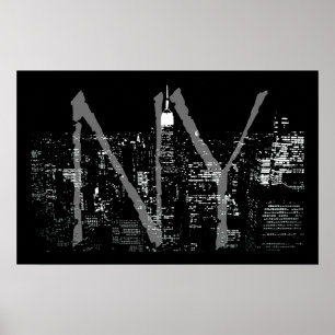 Póster New York Poster Cityscape New York Night Print