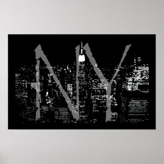 Póster New York Poster Cityscape New York Night Print