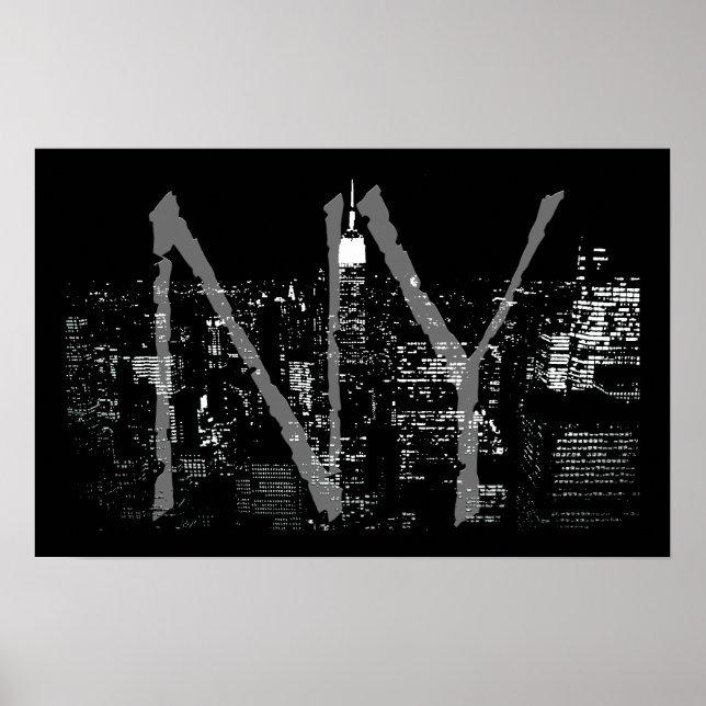 Póster New York Poster Cityscape New York Night Print (Frente)