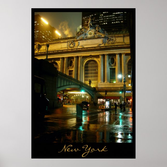 Póster New York Poster Cityscape New York Night Print (Frente)