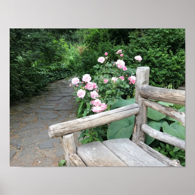 Póster New York Shakespeare Garden Central Park Bench NYC (Frente)