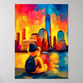 Póster New York Teddy Fauvist Manhattan Sunset Print