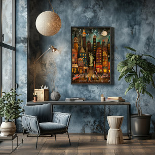 Póster New York: The City That Never Sleeps - Whimsical