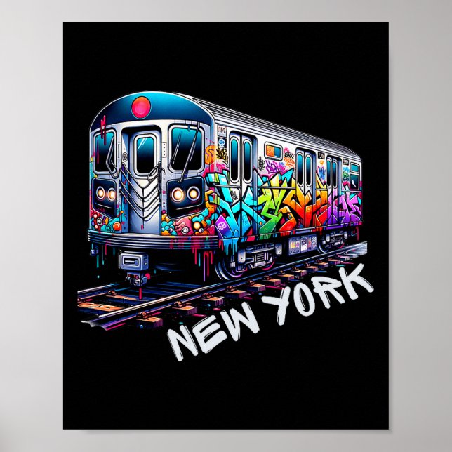 Póster New York Train Graffiti Style, Nyc Subway Car Retr (Frente)