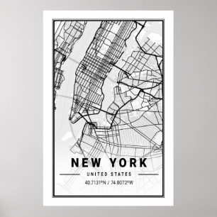 Póster New York United States Cities Travel USA City Map