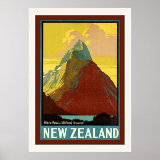 Póster New Zealand ~ Mitre Peak ~ Milford Sound