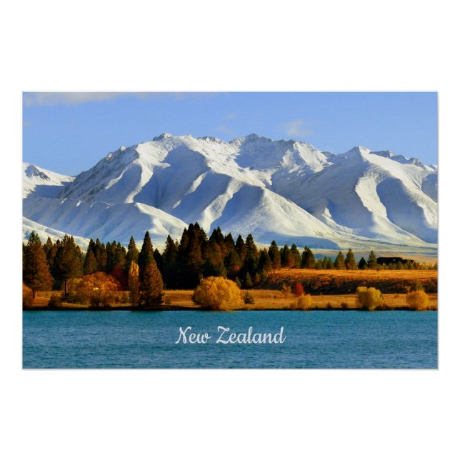 Póster New Zealand Mountain Landscape (Anverso)