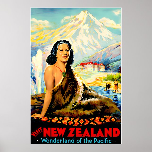 Póster New Zealand Print Travel Poster Maori Ar (Frente)