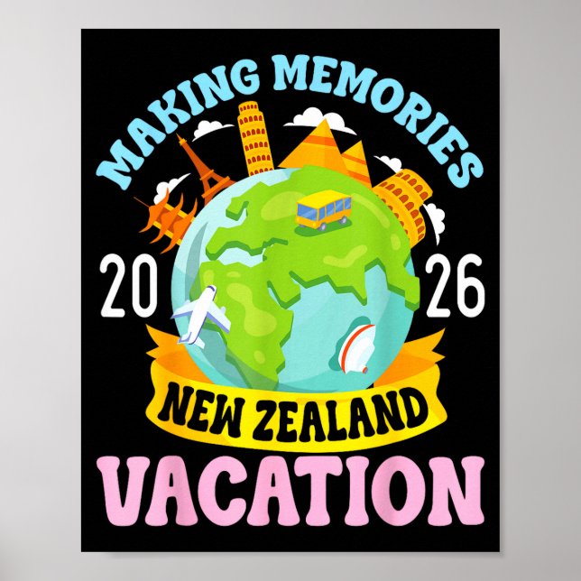 Póster New Zealand Vacation 2026 Travel Making Memories F (Frente)