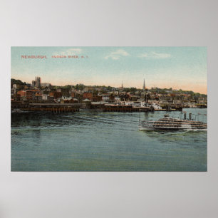 Póster Newburgh, NY - opinión de la costa del río Hudson