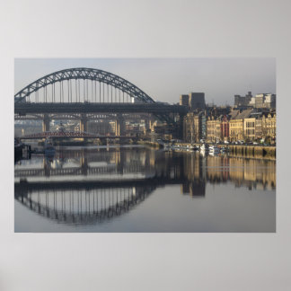 Póster Newcastle Quayside y el puente Tyne