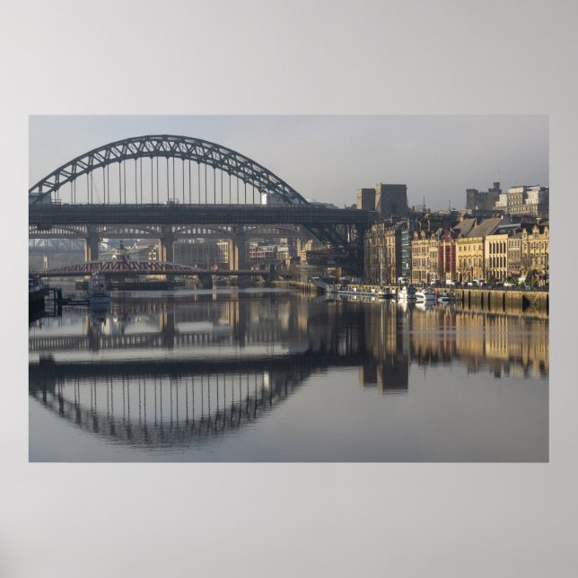 Póster Newcastle Quayside y el puente Tyne (Frente)