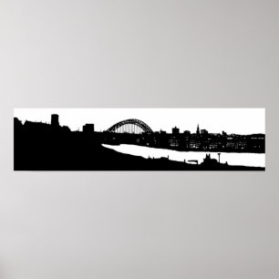 Póster Newcastle sobre el poster panorámico de la silueta