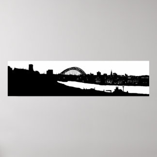 Póster Newcastle upon Tyne Panoramic Silhouette Poster