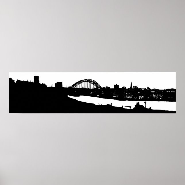 Póster Newcastle upon Tyne Panoramic Silhouette Poster (Frente)