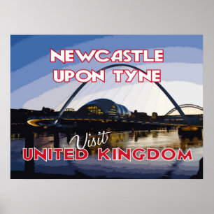 Póster Newcastle Upon Tyne, Visita el Reino Unido...