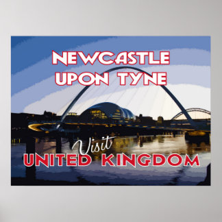 Póster Newcastle Upon Tyne, Visita el Reino Unido...