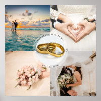 Newlyweds Couple Wedding Anniversary Photo Collage