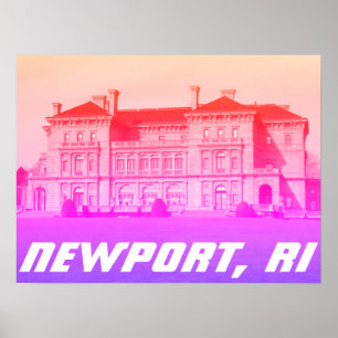 Póster Newport, Mansión Caminata Cliff de RI - Edad dorad