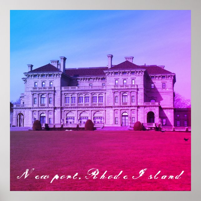 Póster Newport, Rhode Island Cliff Walk Beach Mansion (Frente)