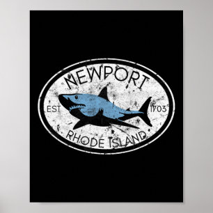 Póster Newport Rhode Island Pesca Tiburón Pescado Playa V