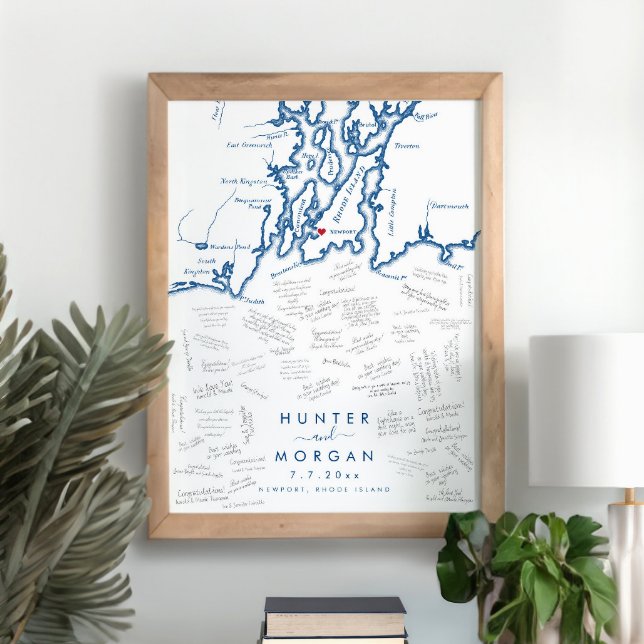 Póster Newport RI Boda Poster moderno de libros para invi (This Newport RI alternative guest book poster is perfect for a Narragansett Bay destination wedding)