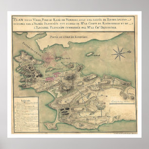 Póster Newport, RI Revolutionary Map 1780